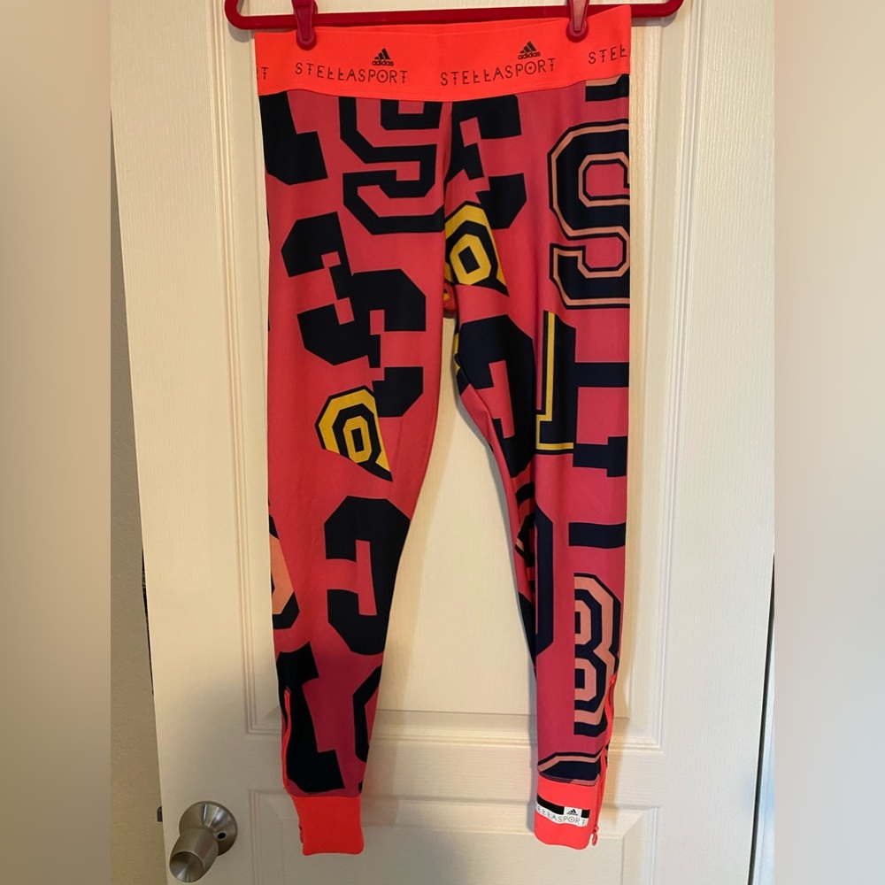 Addidas Stellassport Stella McCartney Pink Printed Tights Size M
